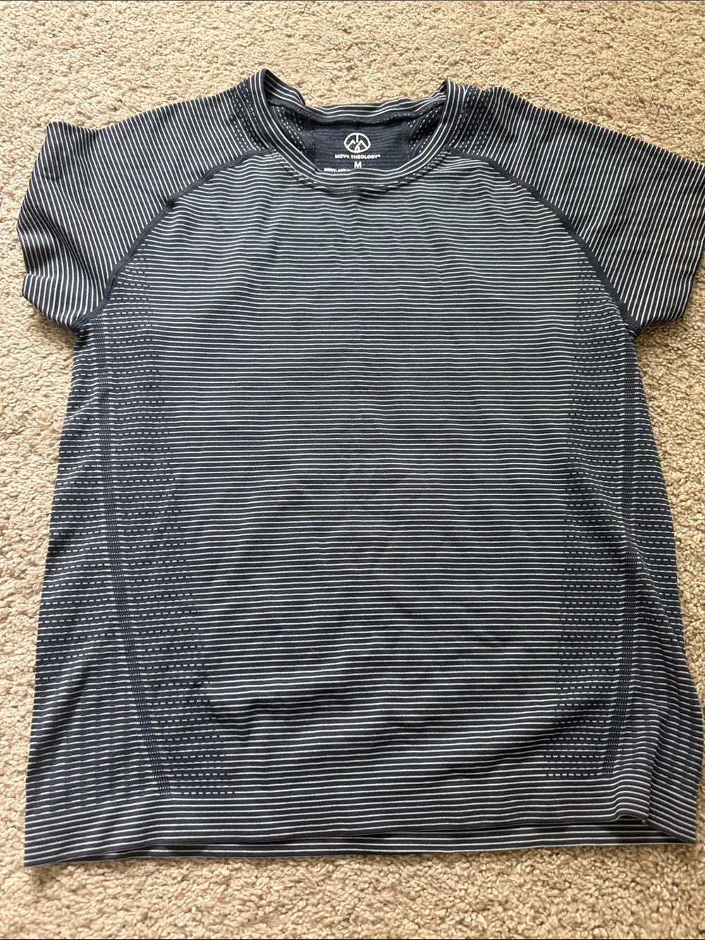 Navy and white stripped athletic top